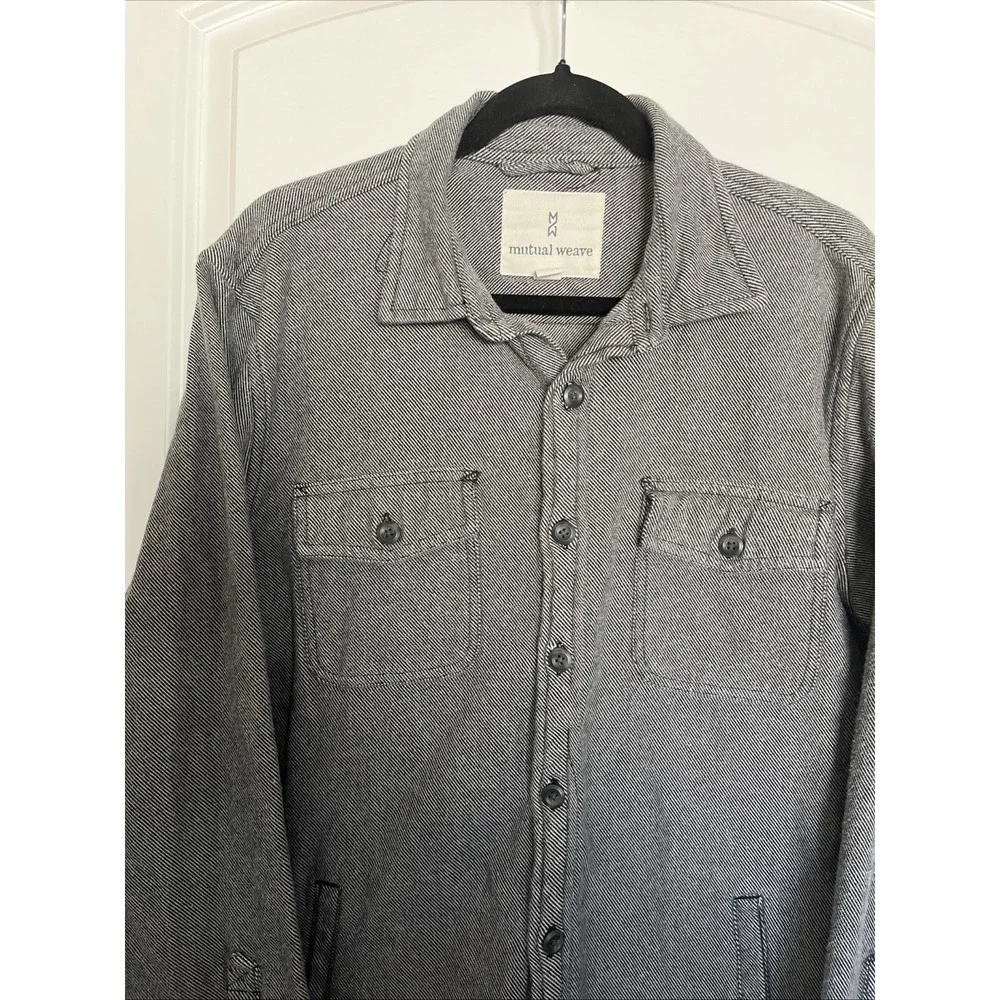 Mutual Weave Striped Grey Button-Up Shirt